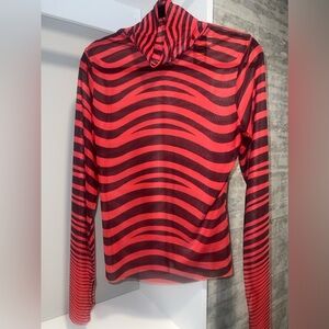 AFRM Zadie Power Mesh Turtleneck Top - Rouge Wave